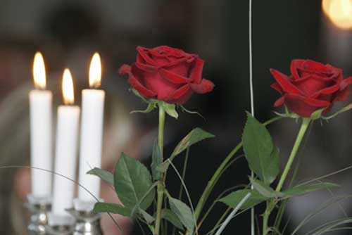 Billede af roser og lys